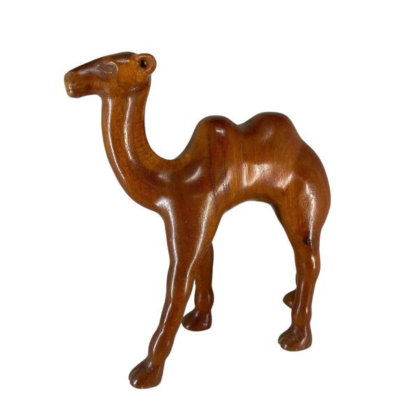 Vintage MCM Hand Carved Wooden Camel Figurine Sculpture Decor Nativity Piece - Picture 8 of 8
